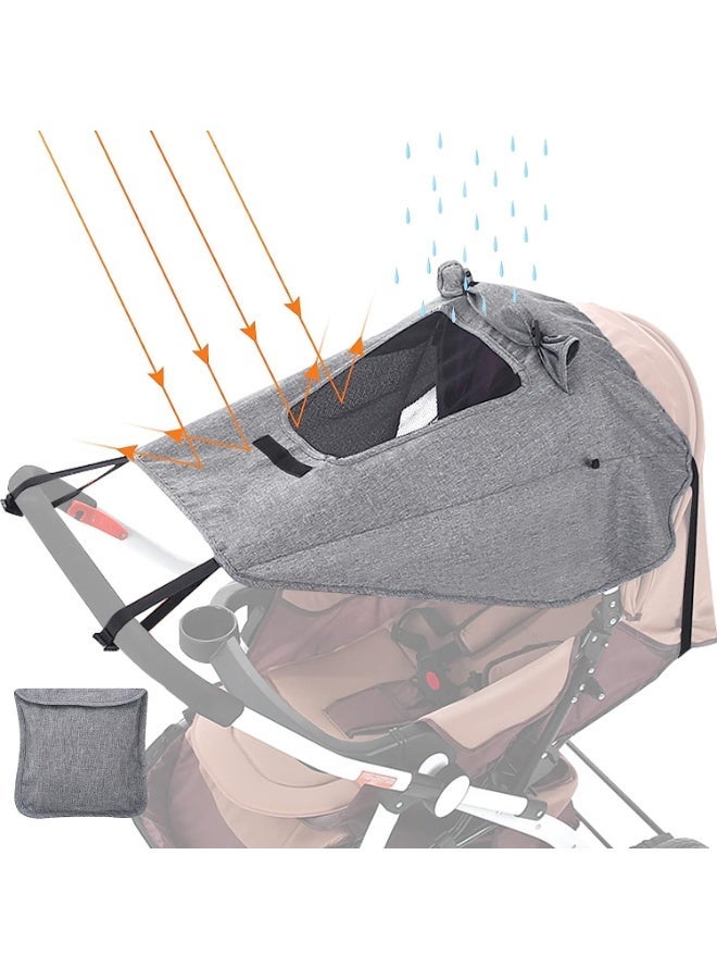 ChicAbode Universal Baby Sunshade, for Pram, Pushchair, Buggy and Carrycot Stroller Water Resistant Sun Sail, with UV Protection 50+ Up and Viewing Window Grey - Image 2